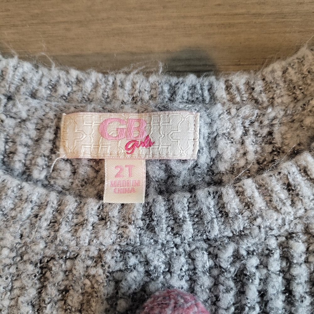 Toddler 2T Gray Sweater with Poms